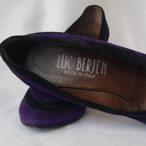 Vintage Purple Striped Luc Berjen Heels Italy 38 - Picture 6 of 8